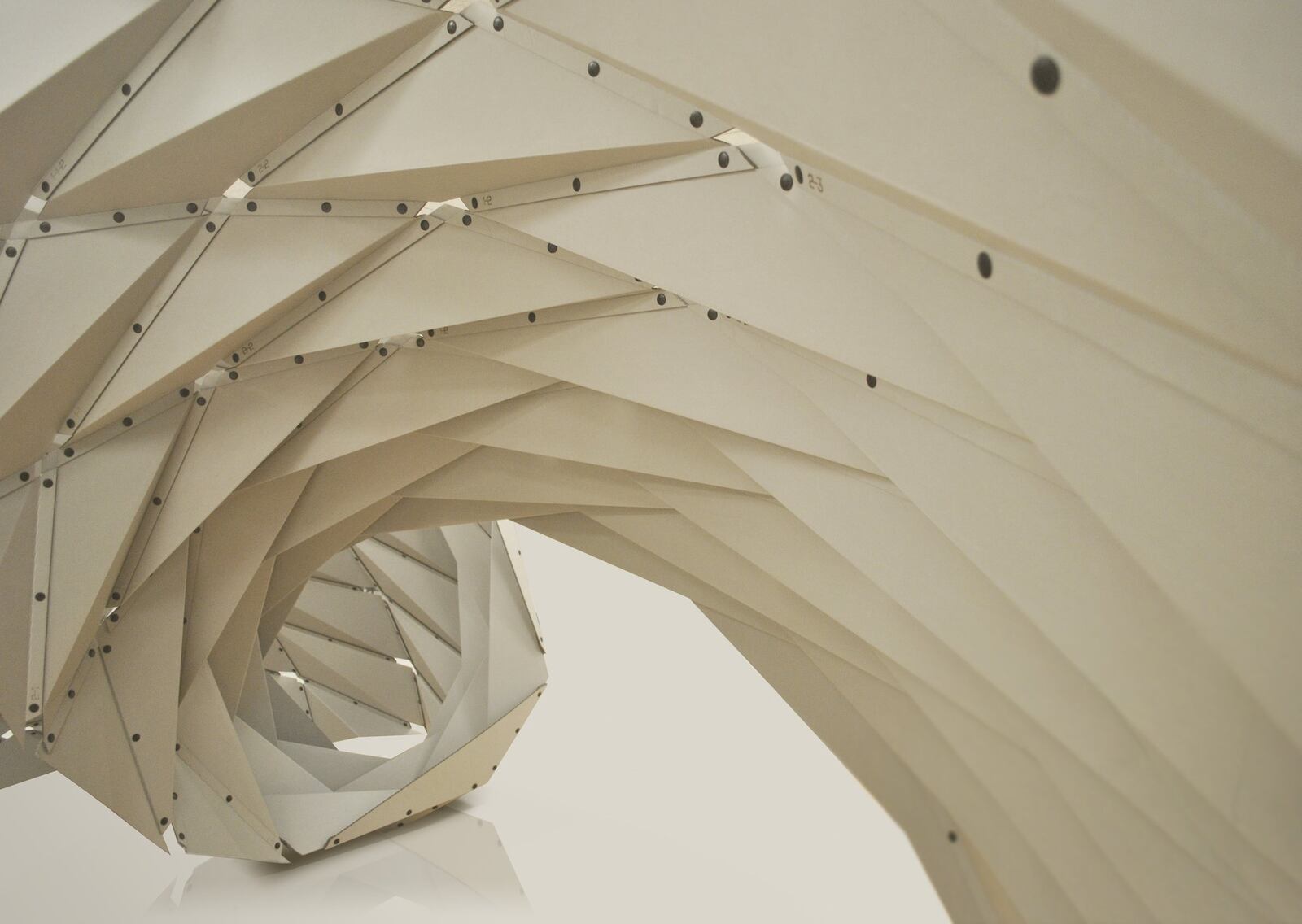 Detail of Ruga Swan, a 2014 piece by Jiangmei Wu, is among the work featured in the touring exhibition, Above the Fold: New Expressions in Origami, which is on display at the Dayton Art Institute in Dayton, on February 17 through May 13. CONTRIBUTED