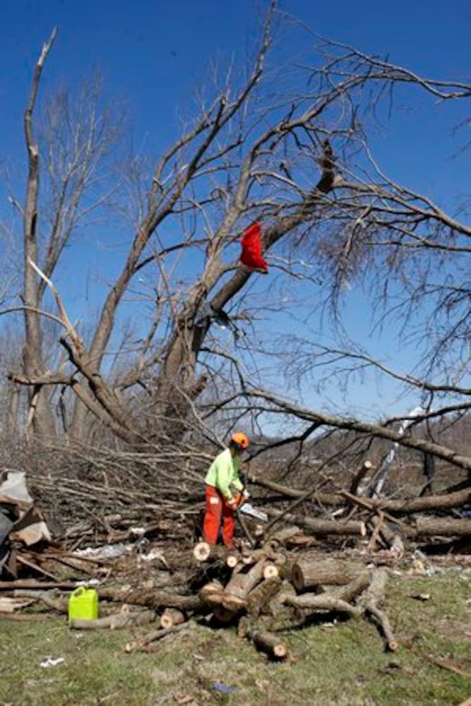 Tornado damage cleanup in Moscow, Ohio