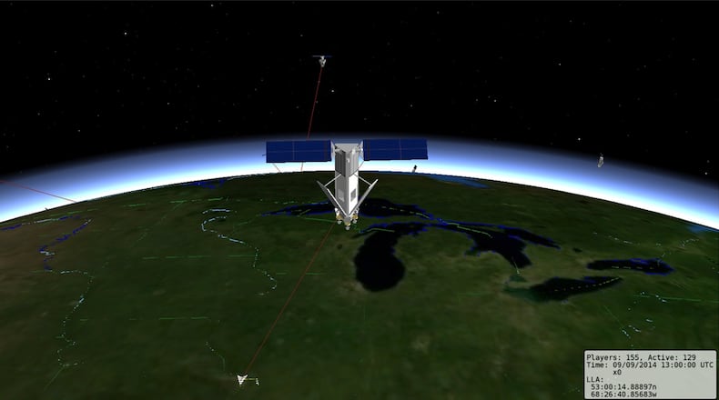 An Air Force Research Laboratory screen shot from the Advanced Framework for Simulation, Integration and Modeling software. AFSIM is a software simulation tool for use in research and development, operations analysis, and experimentation communities. The software covers domains from sub-surface to space and can be used to assess how military systems function throughout the course of a mission.