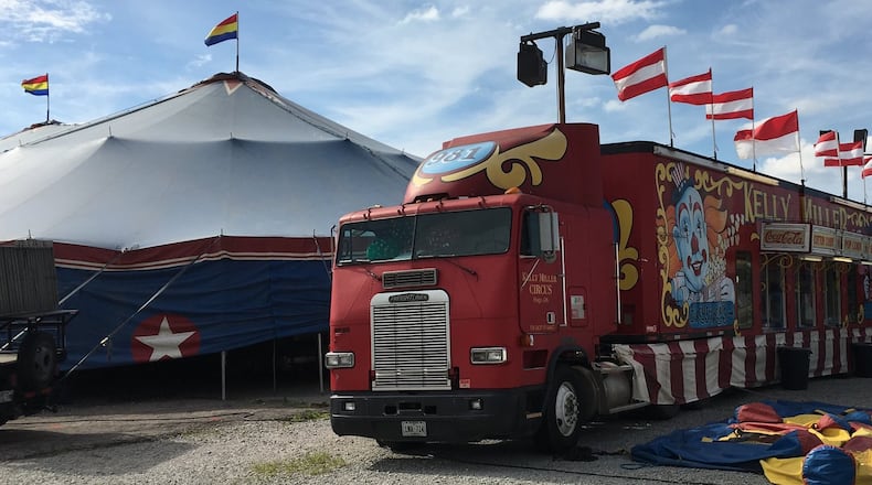 A traveling circus was set up this week where Warren County expected to be constructing an event center. It will be the second fair without the event center or grandstands demolished last year to make way for the new facilities. Staff photo by Lawrence Budd