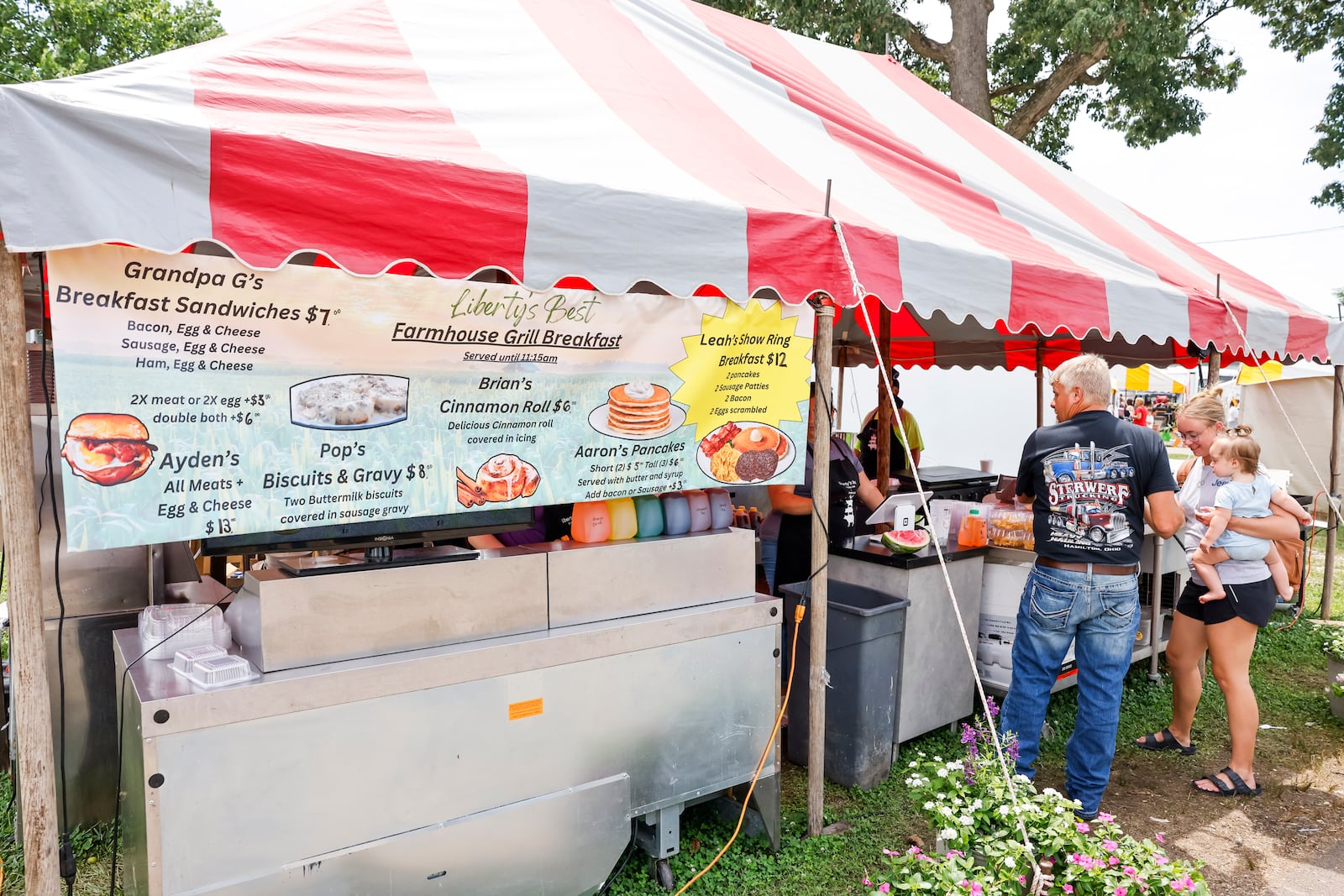 Liberty's Best is a combination of The Produce Stand and Farmhouse Grill at the Butler County Fair with a variety of salads, breakfast items, burgers, mac and cheese combos, crepes, fruit juices and more. NICK GRAHAM/STAFF