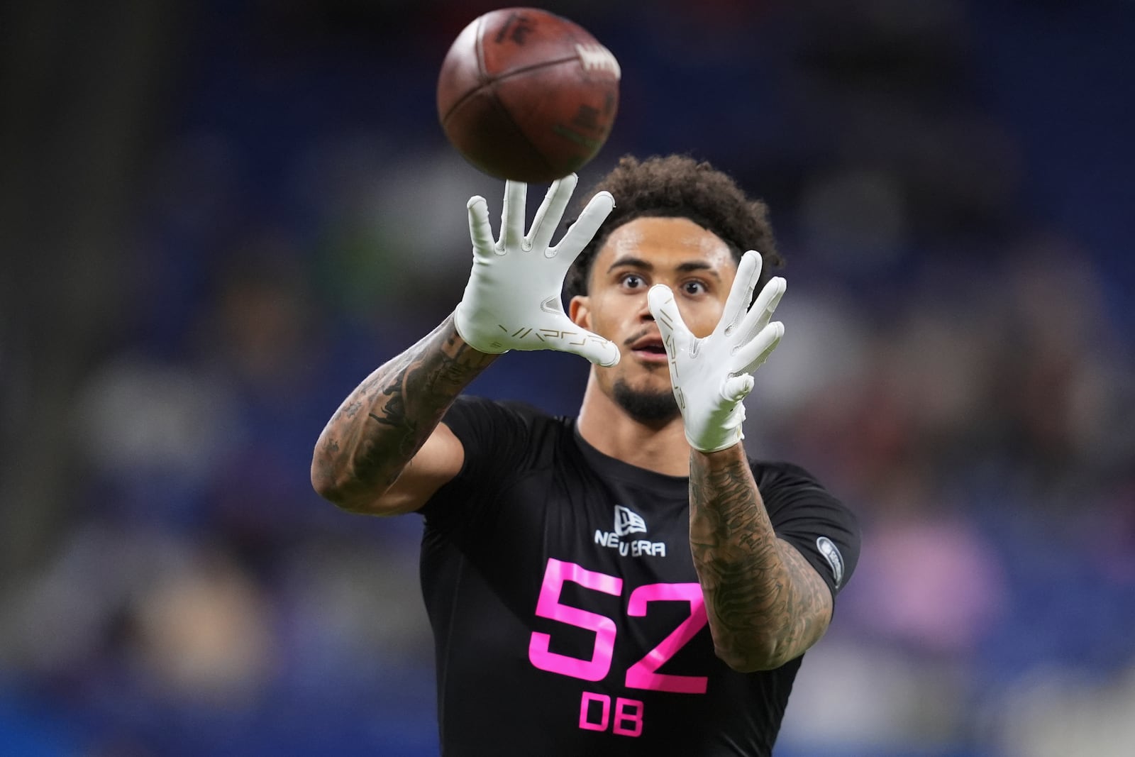 Iowa State defensive back Malik Verdon runs a drill at the NFL football scouting combine in Indianapolis, Friday, Feb. 28, 2025. (AP Photo/Michael Conroy)