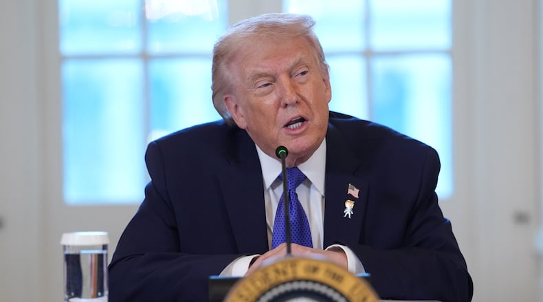 President Donald Trump speaks during a meeting with oil executives in the East Room of the White House, Friday, Jan. 9, 2026, in Washington. (AP Photo/Evan Vucci)