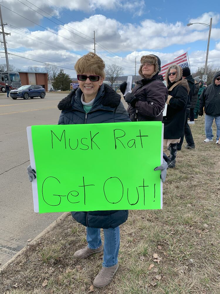 Tesla protest Moraine 2025
