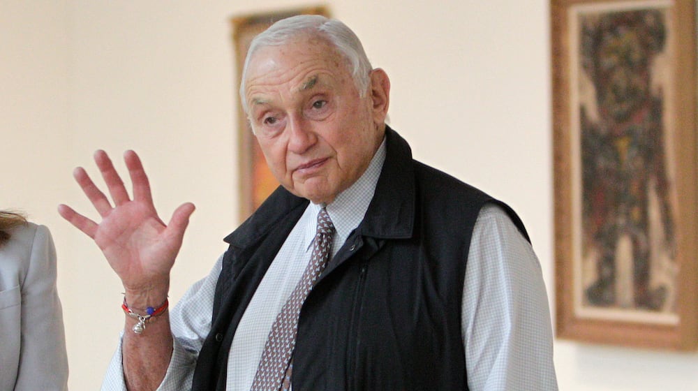 FILE - This Sept. 19, 2014 file photo shows Chairman and CEO of Victoria's Secret parent L Brands Les Wexner touring the exhibit at the Wexner Center for the Arts in Columbus, Ohio. (AP Photo/Jay LaPrete, File)
