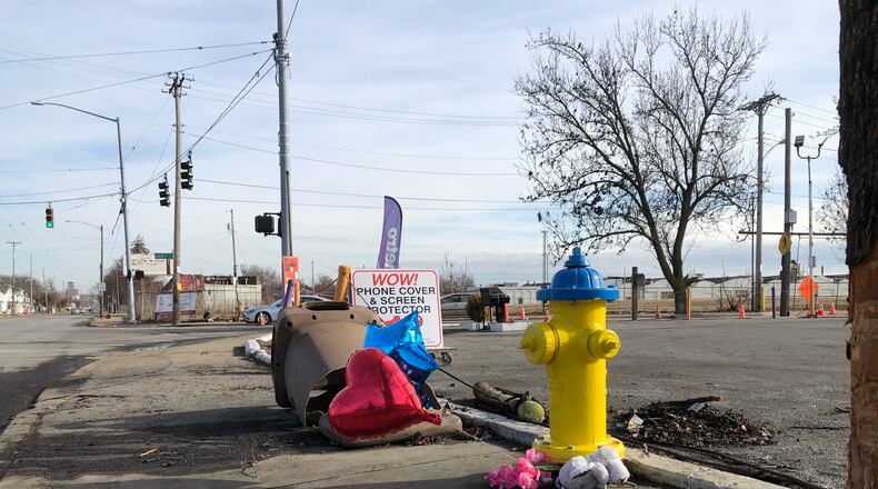 The site of a fatal Christmas Day crash at Brooklyn Avenue and West Third Street. STAFF/BONNIE MEIBERS
