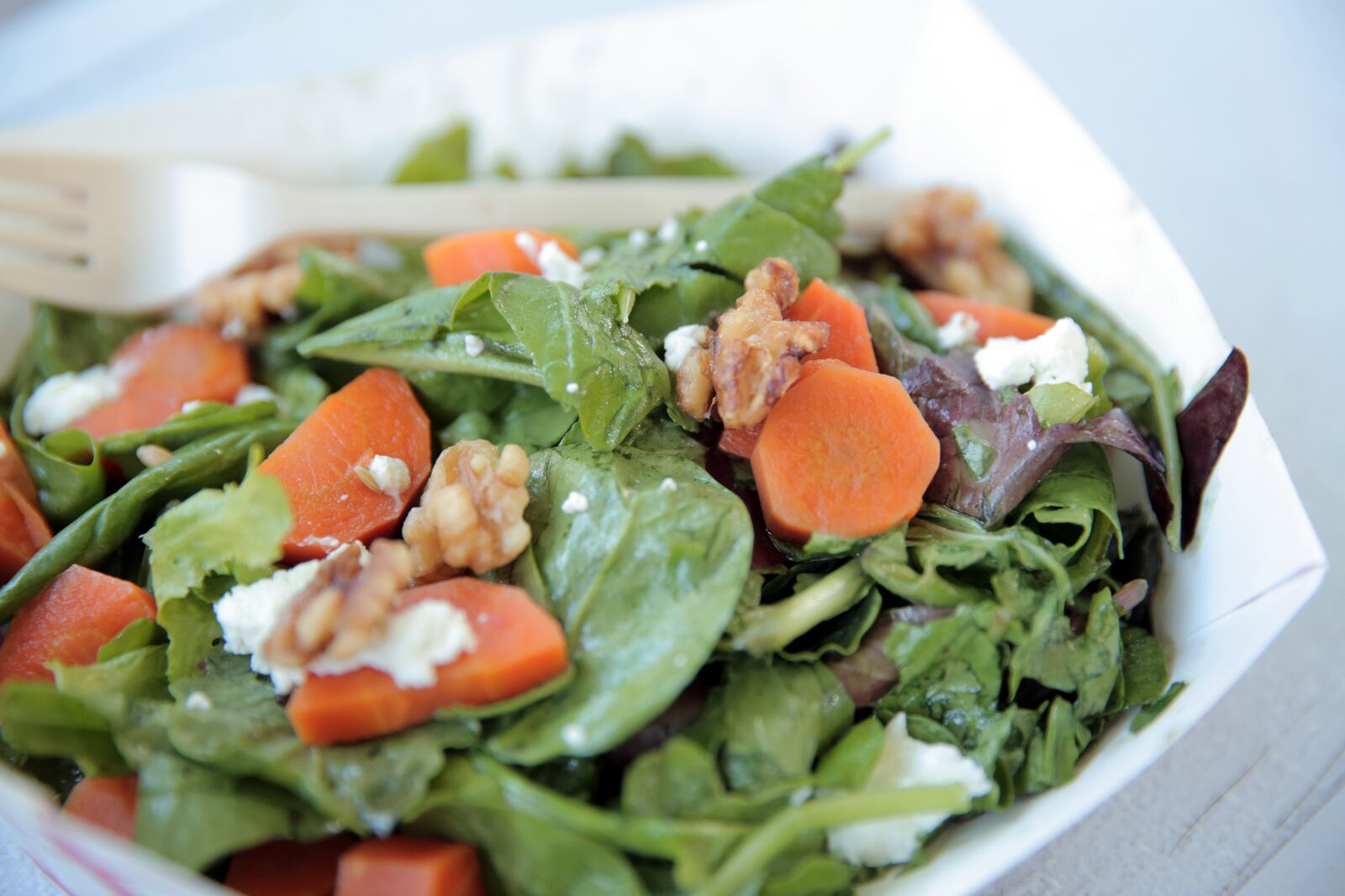 Pickled carrot, arugula salad, candied walnuts and goat cheese $7: The most refreshing dish I had during my tasting, it’s nice to see restaurant-quality salads at the festival. Vinaigrette and goat cheese lend a citrus song countered by the pickling spices of tender carrots. One of the best dishes I tried and one I want to eat again.