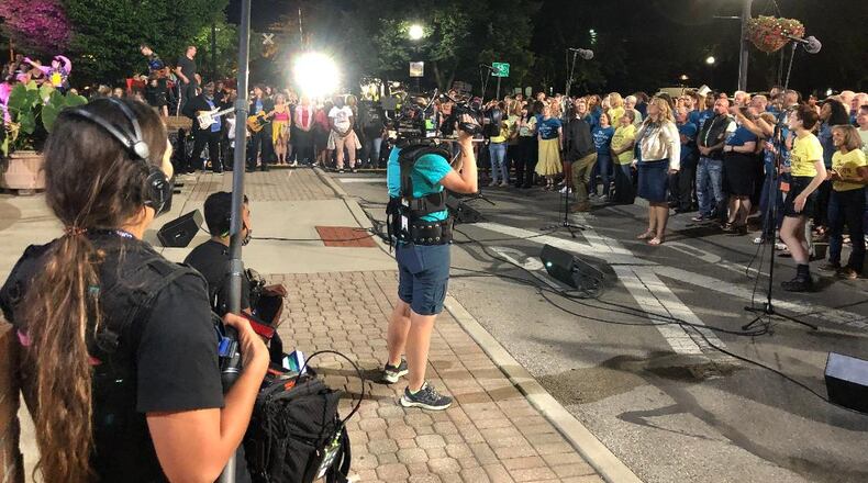 A professional crew films the featured performers and chorus performing Saturday night, June 4, 2022, for what will be the finale of a pilot episode for ABC Disney.