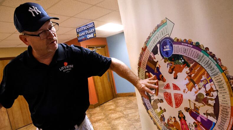 DO NOT USE: Brad Webb, director of LifeWise Academy at Riversong Church, talks about the academy's curriculum Thursday, Oct. 5, 2023. LifeWise Academy is leasing space from Riversong Church for their released time program that will provide Bible-based character education to Shawnee students as an elective during school hours. BILL LACKEY/STAFF