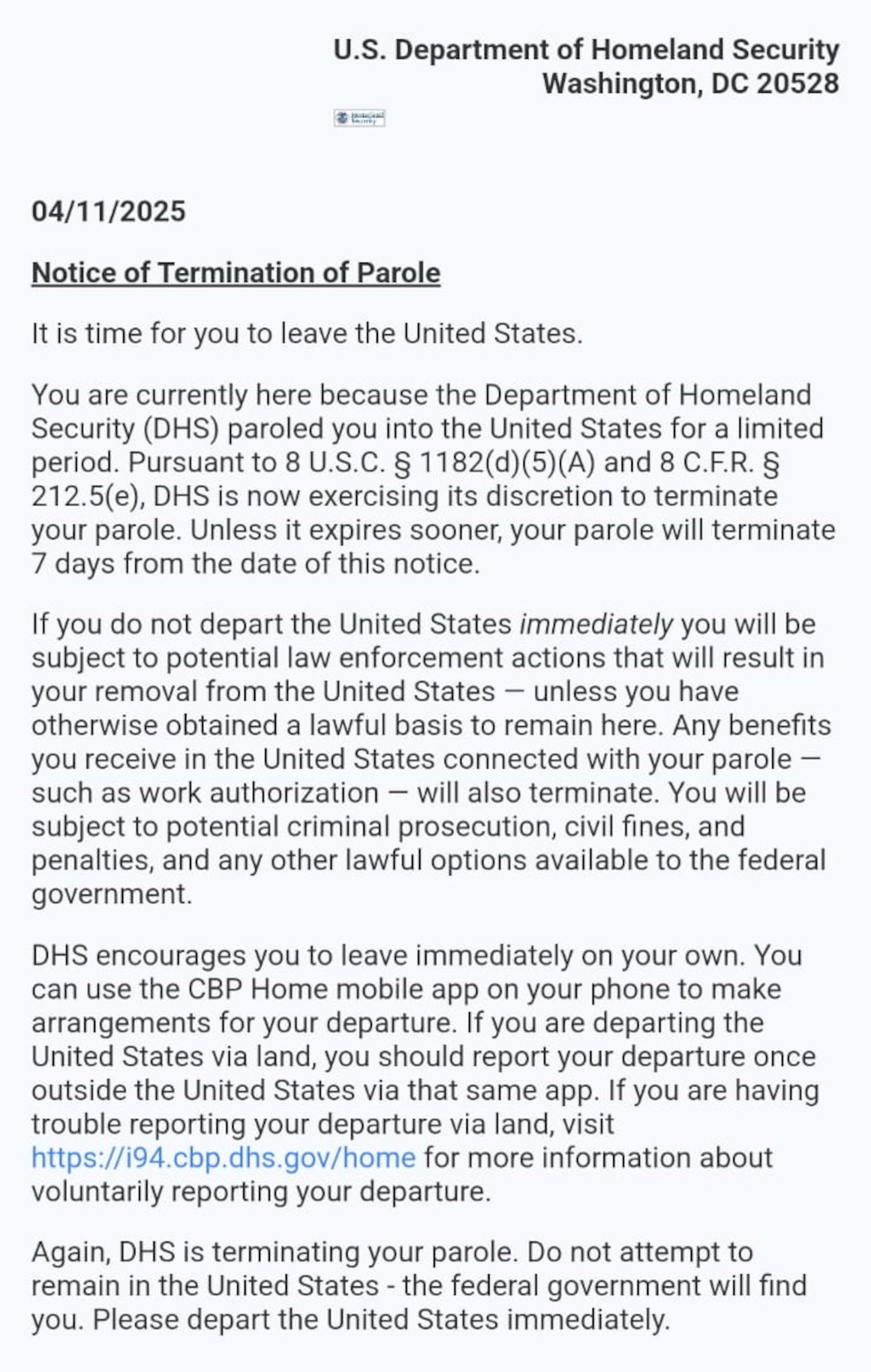 Email received by Wesley Joseph on April 11 (CONTRIBUTED)