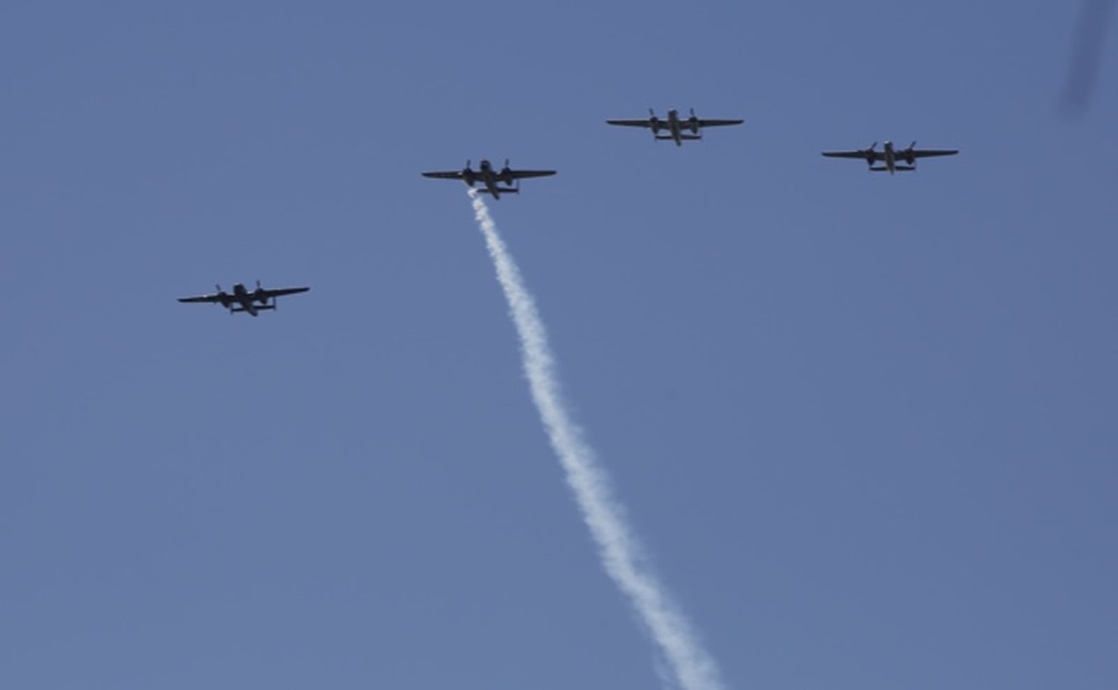 B 25 missing man formation in honor of theDoolittlie Raiders TY GREENLEES / STAFF