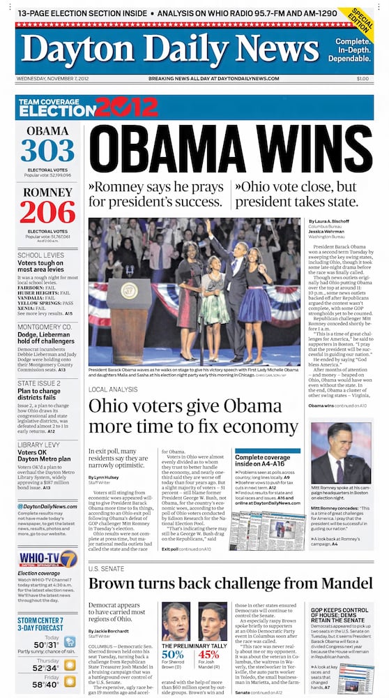 Election results front pages