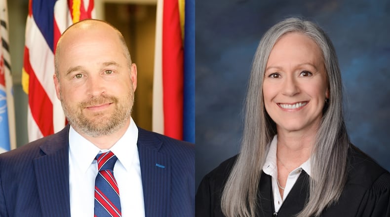 Tony Schoen (left) and Kim Melnick (right) are the candidates for a Montgomery County Common Pleas Judge seat in the November 2022 election.