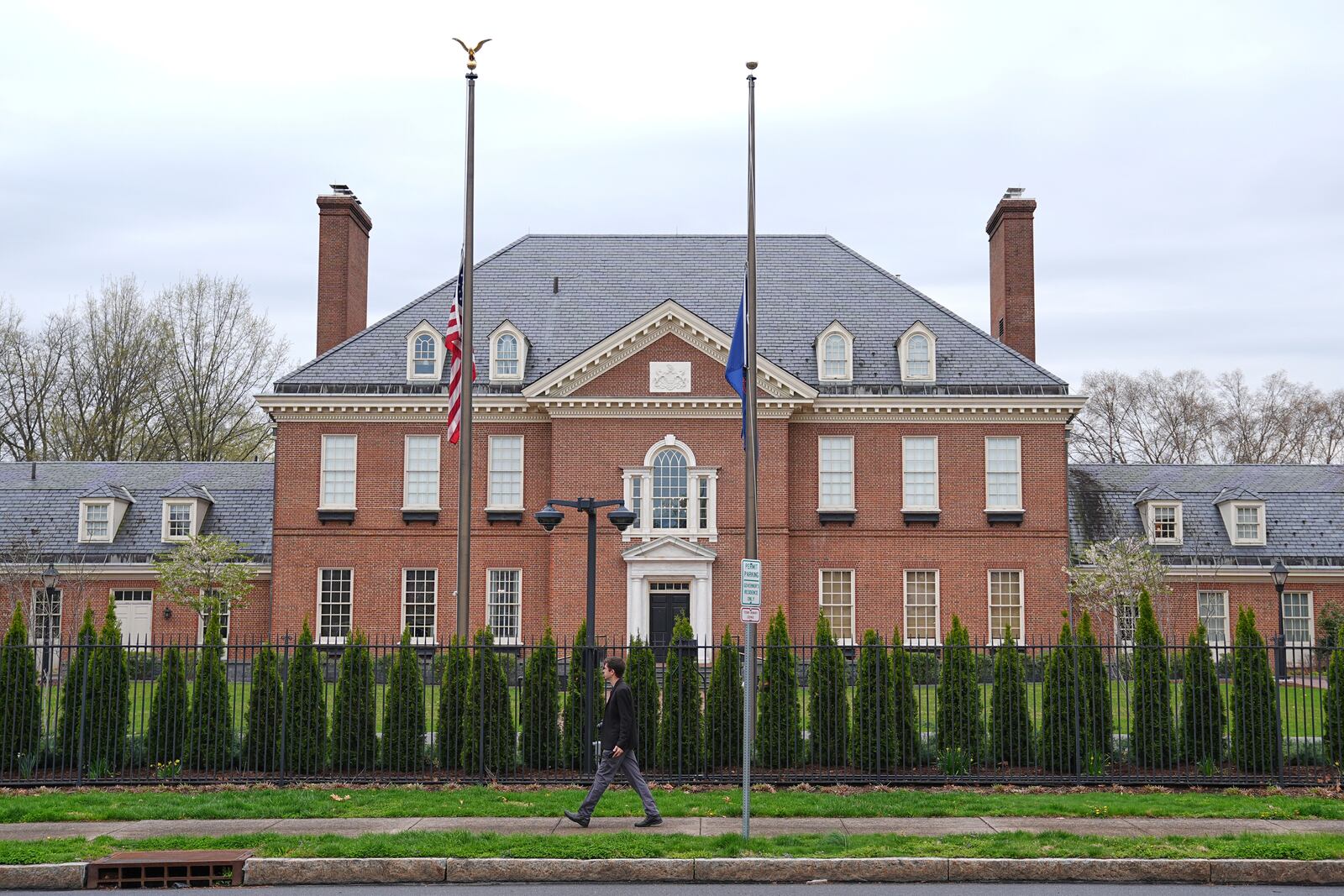 Shown is Pennsylvania governor's official residence in Harrisburg, Pa., Monday, April 14, 2025. (AP Photo/Matt Rourke)