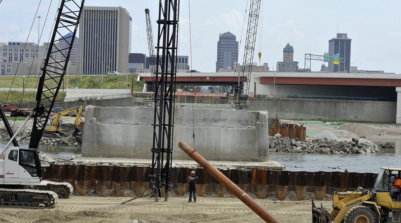 Construction continues on the Third Street bridge near downdown Dayton. MARSHALL GORBYSTAFF