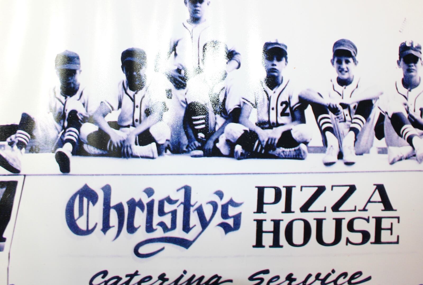 Vintage photograph of baseball team sponsored by Christy's Pizza.