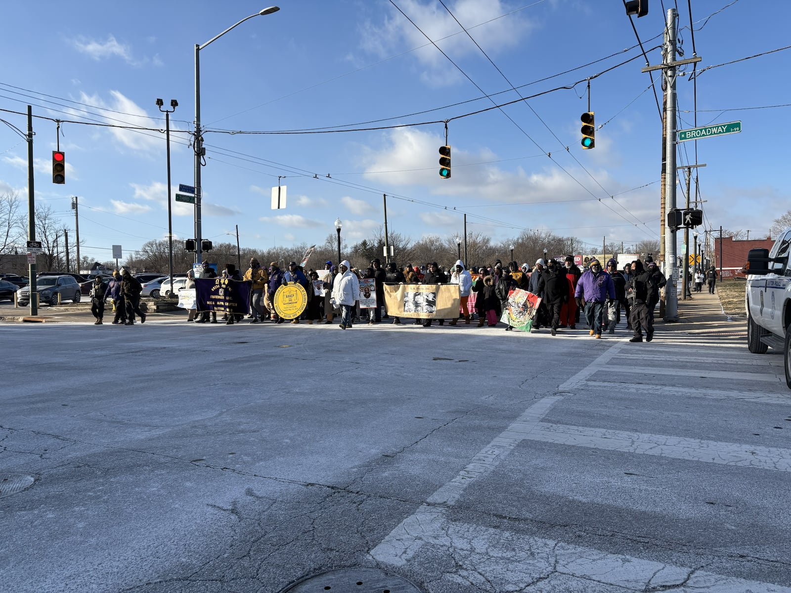 Hundreds of people participated in the annual Martin Luther King Jr. Day march in Dayton on Jan. 19, 2026. Brooke Spurlock/Staff