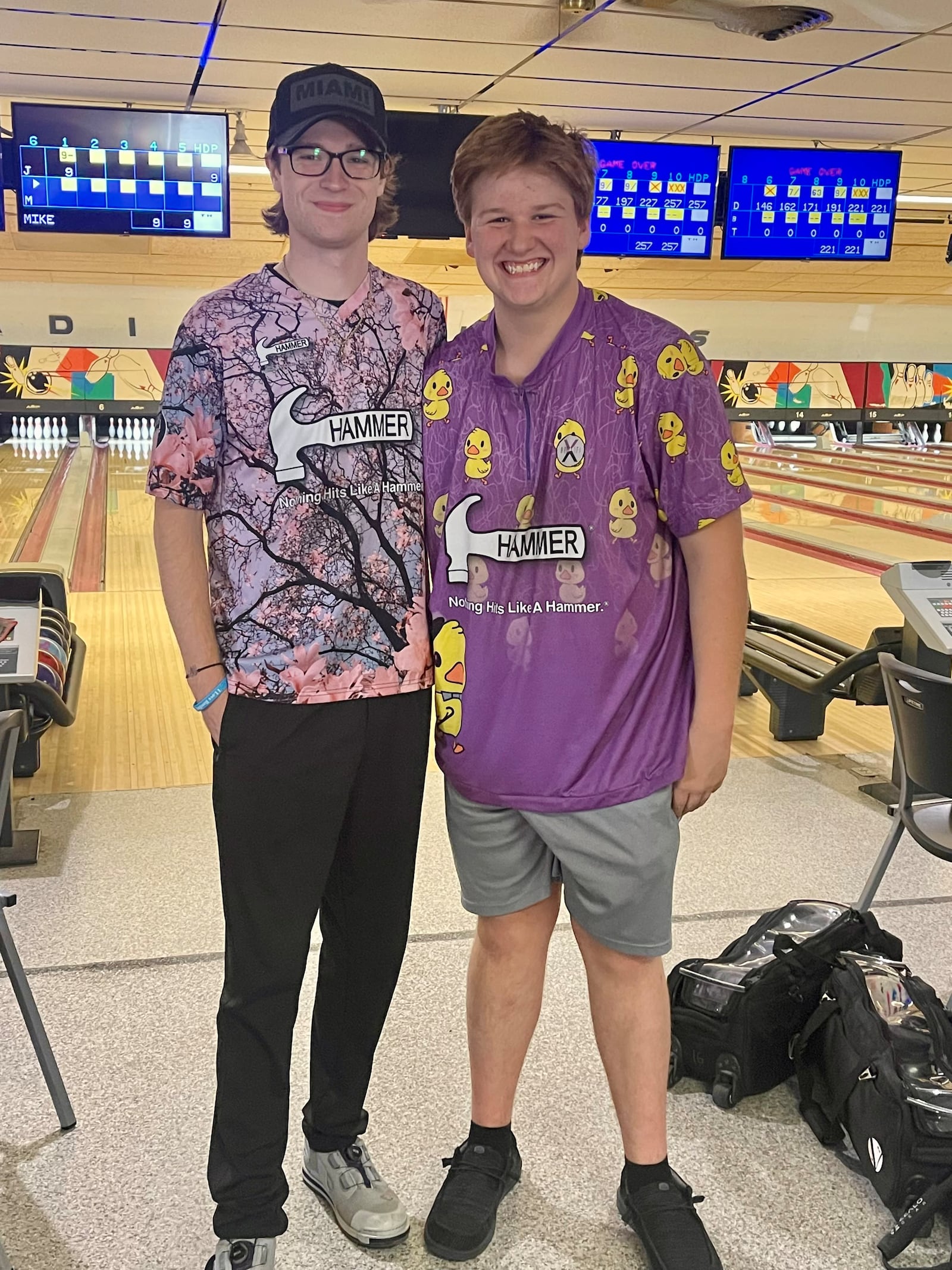 Dylan Dobran (left) and Drew Parker recently won the adult/teen scratch division at the Ohio State USBC Bowling Centers Association of Ohio Adult/Youth Tournament in London, Ohio. CONTRIBUTED
