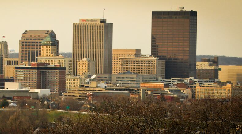 The city of Dayton skyline from the Woodland Lookout Terrace in 2012. Staff photo by Jim Witmer