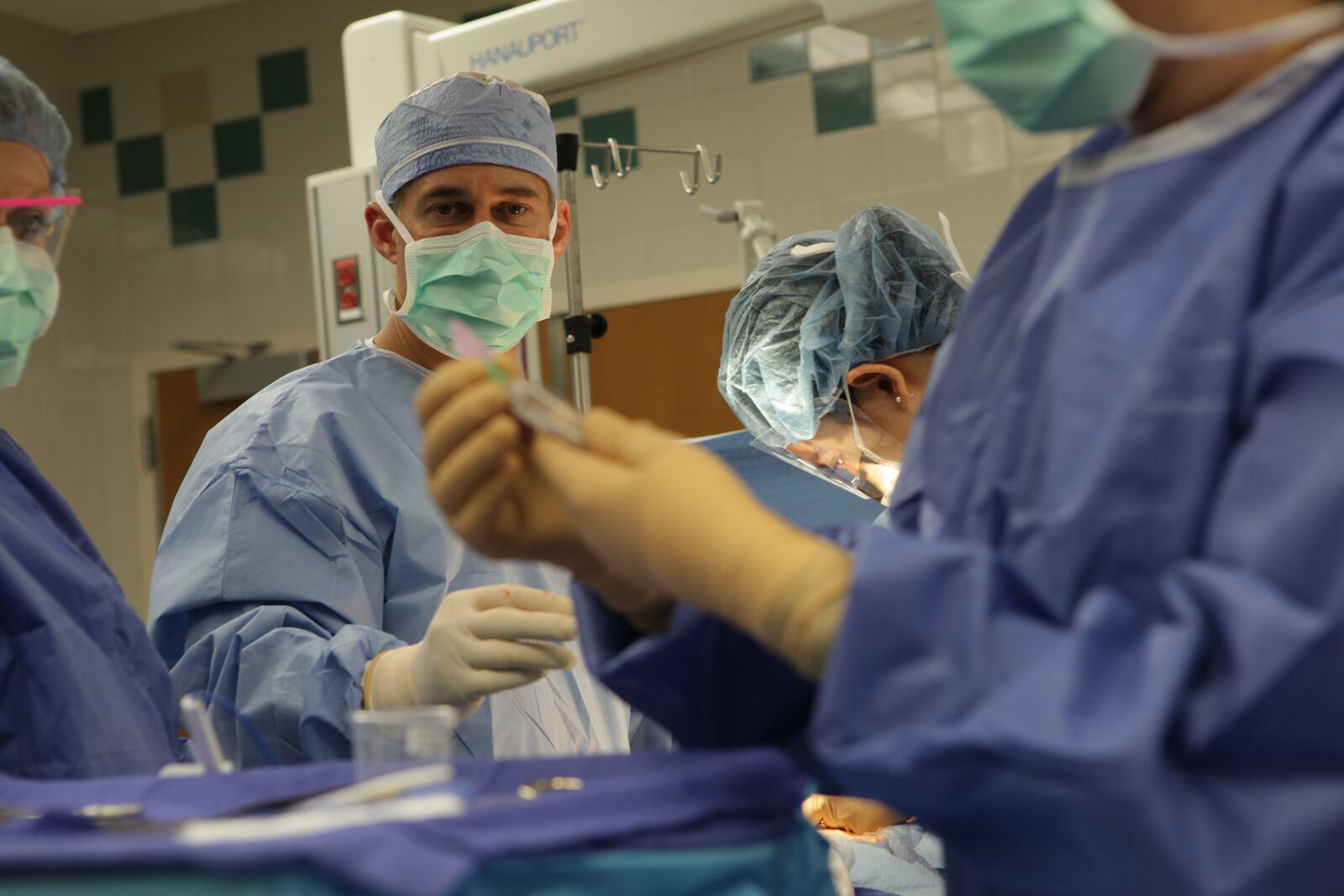 Dr. James Ouellette, surgical oncologist, performs a surgery at Miami Valley Hospital.