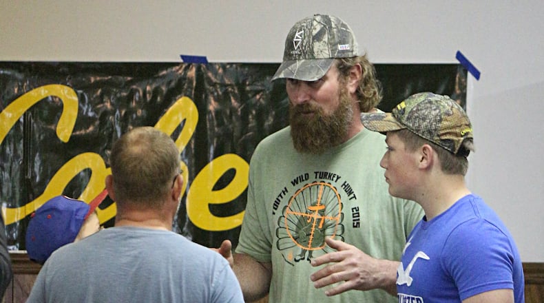 Former New England Patriots offensive tackle Matt Light talks turkey Friday at his annual outing. GREG BILLING / CONTRIBUTED