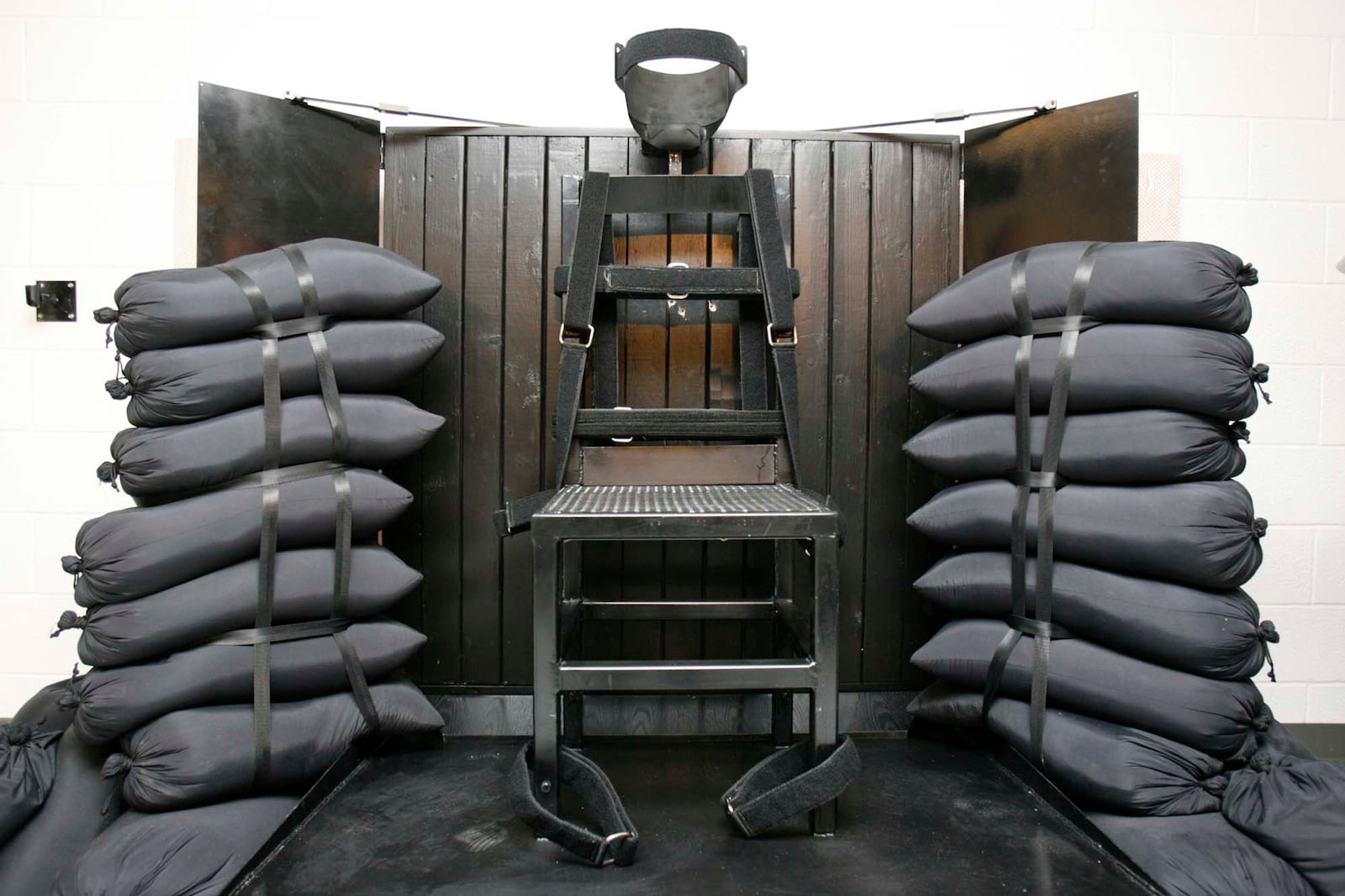 FILE - The execution chamber at the Utah State Prison is seen June 18, 2010, after Ronnie Lee Gardner was executed by firing squad. (AP Photo/Trent Nelson, Pool, File)