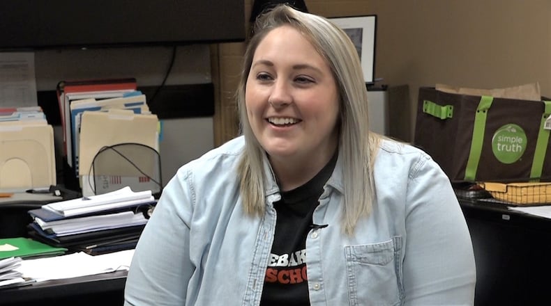 Laura Kuebel in her office. Kuebel was awarded the Early Career Award from the Ohio School Psychologists Association. CONTRIBUTED
