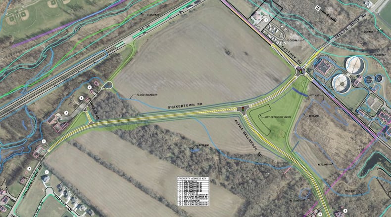 Shakertown Road will be realigned and extended to Factory and Alpha-Bellbrook roads and will no longer intersect with U.S. 35 in Beavercreek. CONTRIBUTED