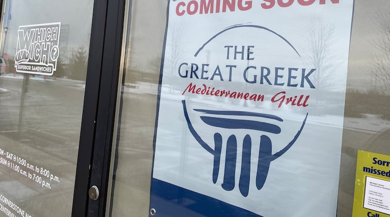 The Great Greek Mediterranean Grill is coming soon to the former location of Which Wich Superior Sandwiches at 5409 Cornerstone N. Blvd. in Centerville. NATALIE JONES/STAFF