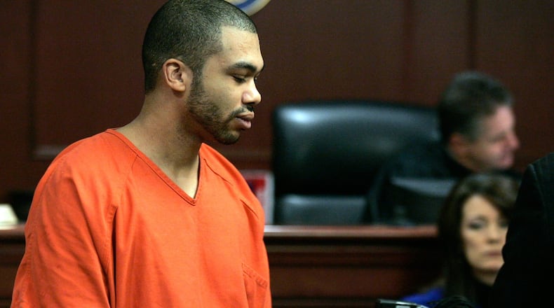 Robin Chester appears in Judge Craig Hedric for his plea bargain sentenced Tuesday, Nov. 16, 2011 in Hamilton. Chester received the maximum of 10 years on a plea bargain of three to 10 years for repeatedly slicing his girlfriend Jennifer Miller with a meat cleaver.