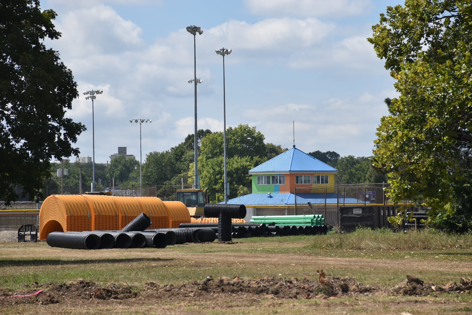 Construction has started to renovate Kettering Field in north Dayton. The city is spending millions of dollars to renovate the facility to try to create a top-notch regional sports complex. CORNELIUS FROLIK / STAFF