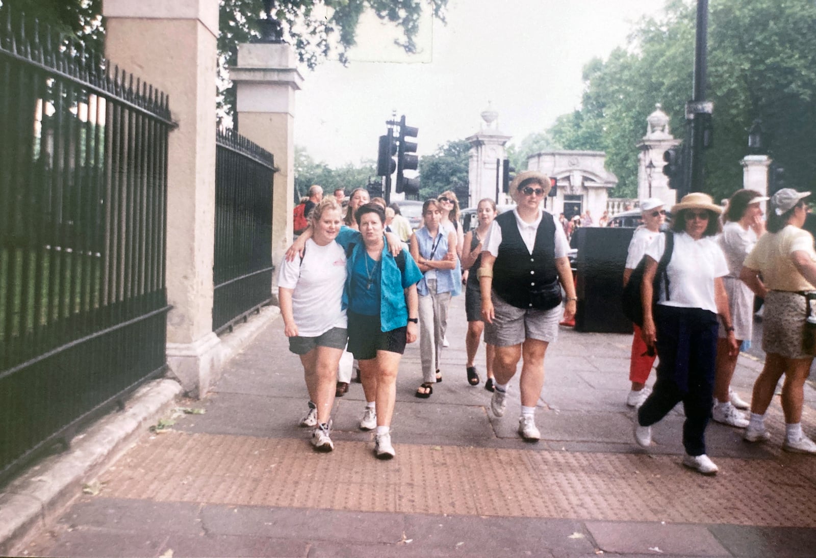 Pat Bell (front right with turquoise shirt) walks with her grandaughter Amber Havlin in Rome in 1999. Bell agreed to host her grandaughter's GIrl Scout Troop on a two-week trip to Europe if the girls agreed to stay in scouting through high school. CONTRIBUTED