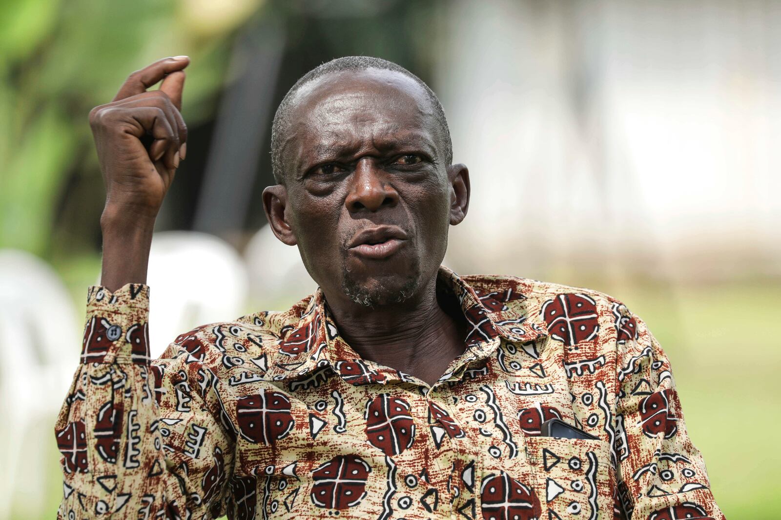 Ugandan politician Wilson Watira speaks during an interview with The Associated Press in Kampala, Uganda, on Monday, June 23, 2025. (AP Photo/Hajarah Nalwadda)