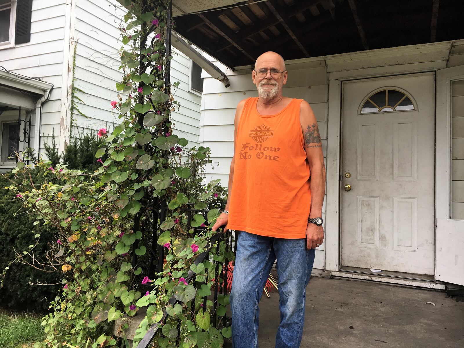 David Surbaugh at his home in Dayton. The Army veteran and recovering addict credits the Dayton VA with saving his life. KATIE WEDELL/STAFF