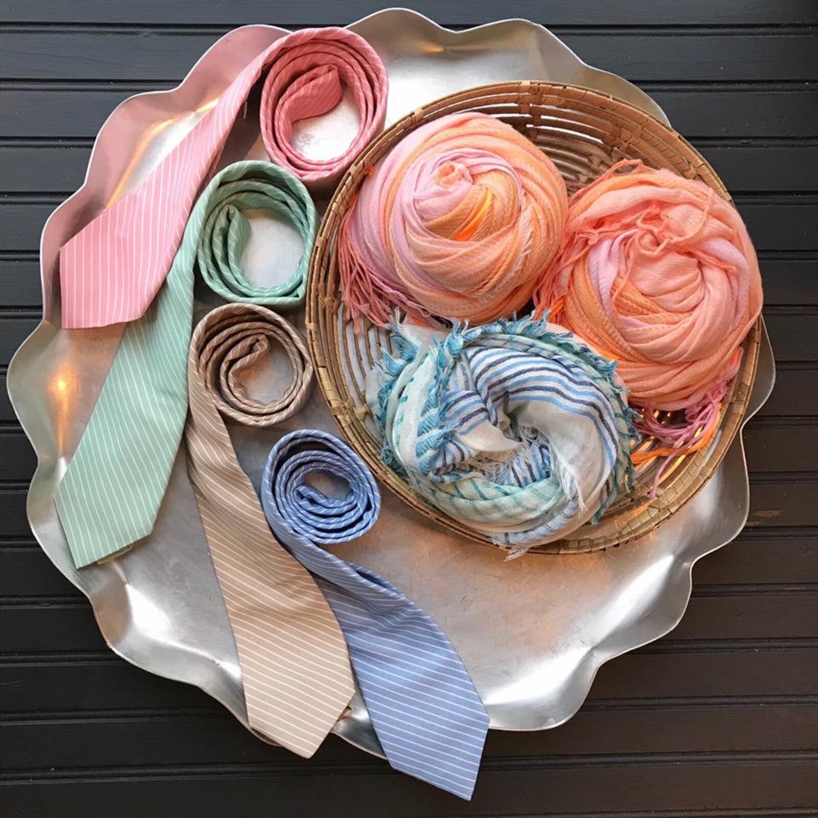 Pastel ties and scarves from BRIM. CONTRIBUTED