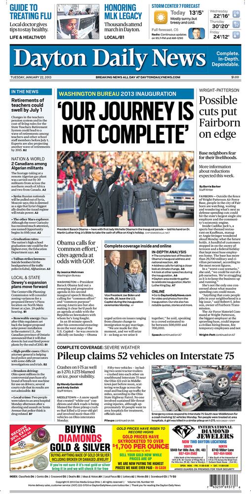 Presidential inauguration newspaper