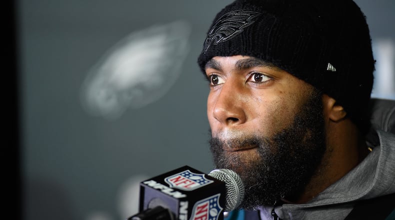 BLOOMINGTON, MN - FEBRUARY 01: Malcolm Jenkins #27 of the Philadelphia Eagles speaks to the media during Super Bowl LII media availability on February 1, 2018 at Mall of America in Bloomington, Minnesota. The Philadelphia Eagles will face the New England Patriots in Super Bowl LII on February 4th. (Photo by Hannah Foslien/Getty Images)