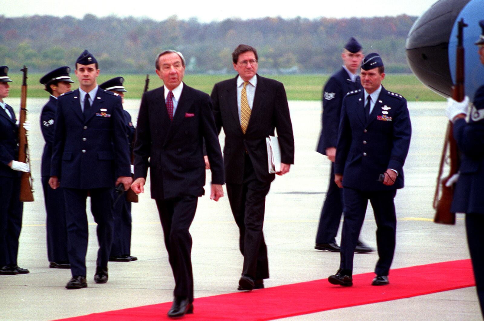 Warren Christopher, the Secretary of State (left) and the Richard Holbrooke, assistant Secretary of State, (right) were tasked with working toward a sustainable peace during the Dayton peace talks held for 21 days in Nov. 1995 at Wright-Patterson Air Force Base. PHOTO COURTESY OF THE UNITED STATES AIR FORCE