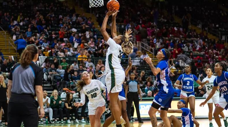 Wright State's Amaya Staton puts up a shot earlier this season vs. Tennessee State. Wright State Athletics phot