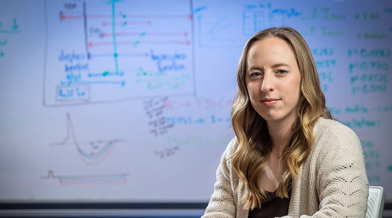 Morgan Highlander, who is pursuing a Ph.D. in engineering from Wright State, received a prestigious two-year National Institutes of Health diversity award to support her research on amyotrophic lateral sclerosis (ALS). CONTRIBUTED