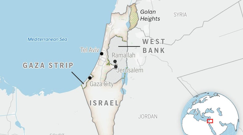 This is a locator map of Israel and the Palestinian Territories. (AP Photo)