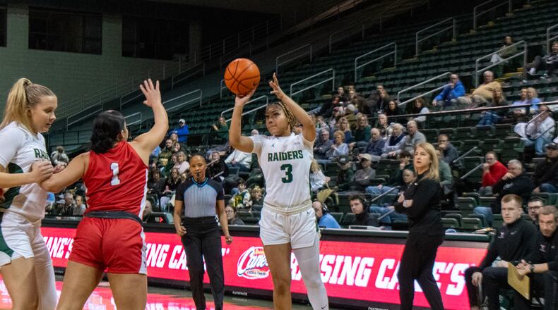 Wright State's Makiya Miller shoots against Youngstown State during Sunday's game at the Nutter Center. Wright State Athletics photo