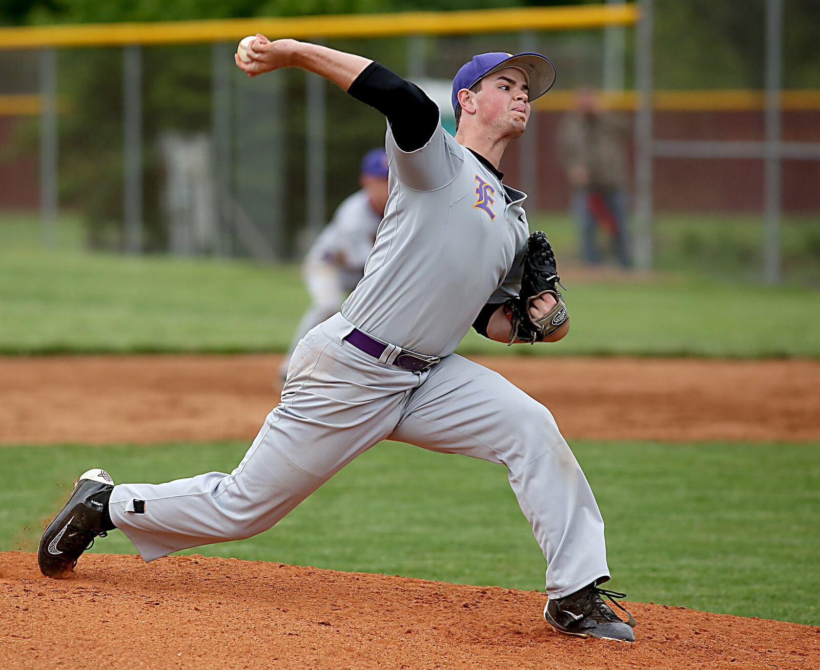 Eaton’s Trevor Pittman deals to the plate during Thursday’s Division II sectional game at Ross. CONTRIBUTED PHOTO BY E.L. HUBBARD