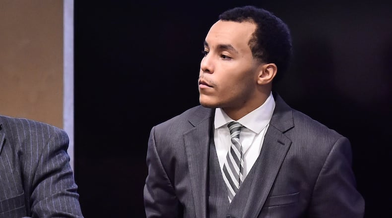 Malcolm Franklin, charged with murder and felonious assault for the May 2017 fatal shooting outside a Middletown bar, stands during jury selection for his trial Monday morning, Nov. 26.