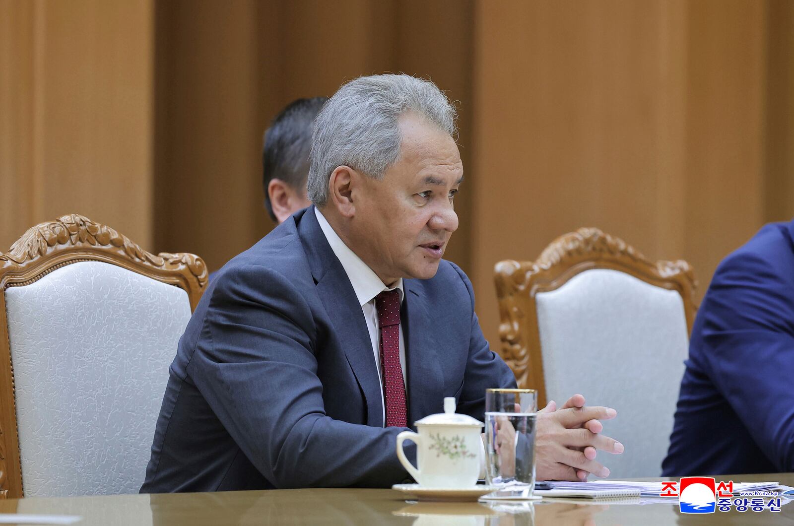 In this photo provided by the North Korean government, Russian Security Council Secretary Sergei Shoigu meets with North Korean leader Kim Jong Un, not in photo, at the headquarters of the ruling Workers' Party in Pyongyang, North Korea, Tuesday, June 17, 2025. Independent journalists were not given access to cover the event depicted in this image distributed by the North Korean government. The content of this image is as provided and cannot be independently verified. Korean language watermark on image as provided by source reads: "KCNA" which is the abbreviation for Korean Central News Agency. (Korean Central News Agency/Korea News Service via AP)