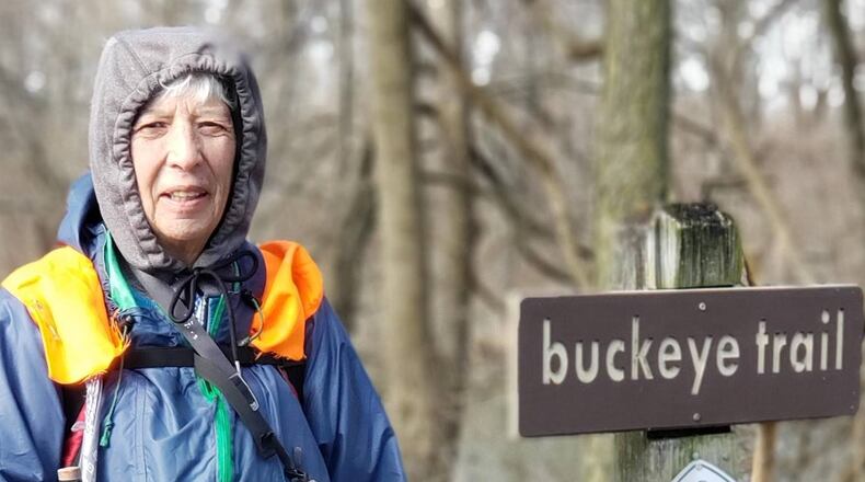 73-year-old Joan Young recently made her way through the Miami Valley on her thru-hike of the 4,800-mile North Country National Scenic Trail - Contributed