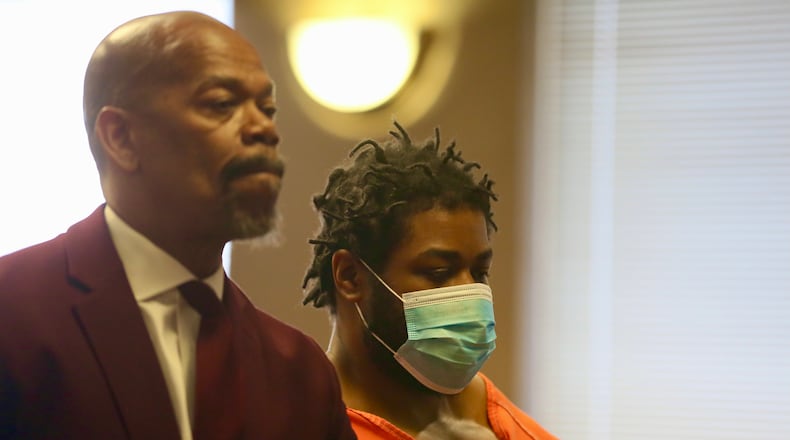 Alleged Walmart shooter Anthony F. Brown, 32, of Hamilton, was arraigned in Butler County Common Pleas Court on Friday, June 3, 2022, on several charges, including aggravated murder, murder, and aggravated robbery. He is accused of shooting and killing one man, and shooting and wounding another man while allegedly attempting to steal cell phones from the Fairfield Twp. Walmart on Princeton Road. GREG LYNCH/STAFF