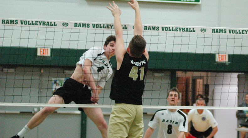 In a previous season, a Badin High School attacker drills a shot off a blocker for a point. Badin defeated Carroll on Sunday, June 5, 2022, in the Division II state championship match. FILE PHOTO