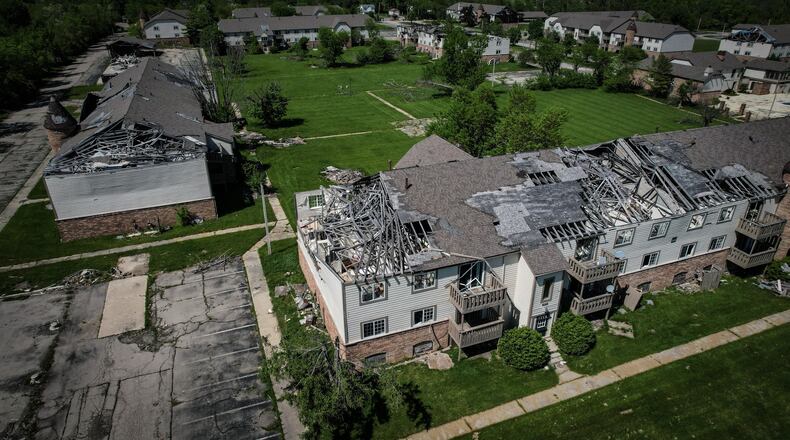 In May 2022, three years after the 2019 Memorial Day tornadoes, the Woodland Hills apartment complex in Trotwood stands vacant and silent. JIM NOELKER/STAFF