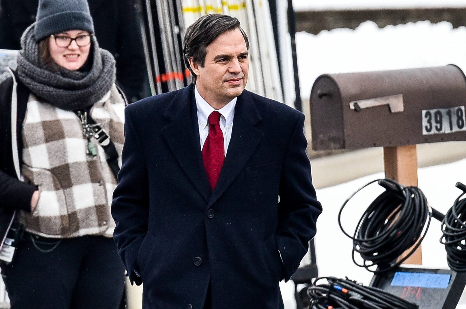 Crews were working in Hamilton Tuesday, Jan. 15 to film scenes for an upcoming Mark Ruffalo (pictured) and Anne Hathaway movie "Dry Run," which is filming this week in both Hamilton and Cincinnati.  The filming in Hamiltonâs Highland Park neighborhood is happening along Park Avenue, mainly between Haven and Edgewood avenues. NICK GRAHAM/STAFF